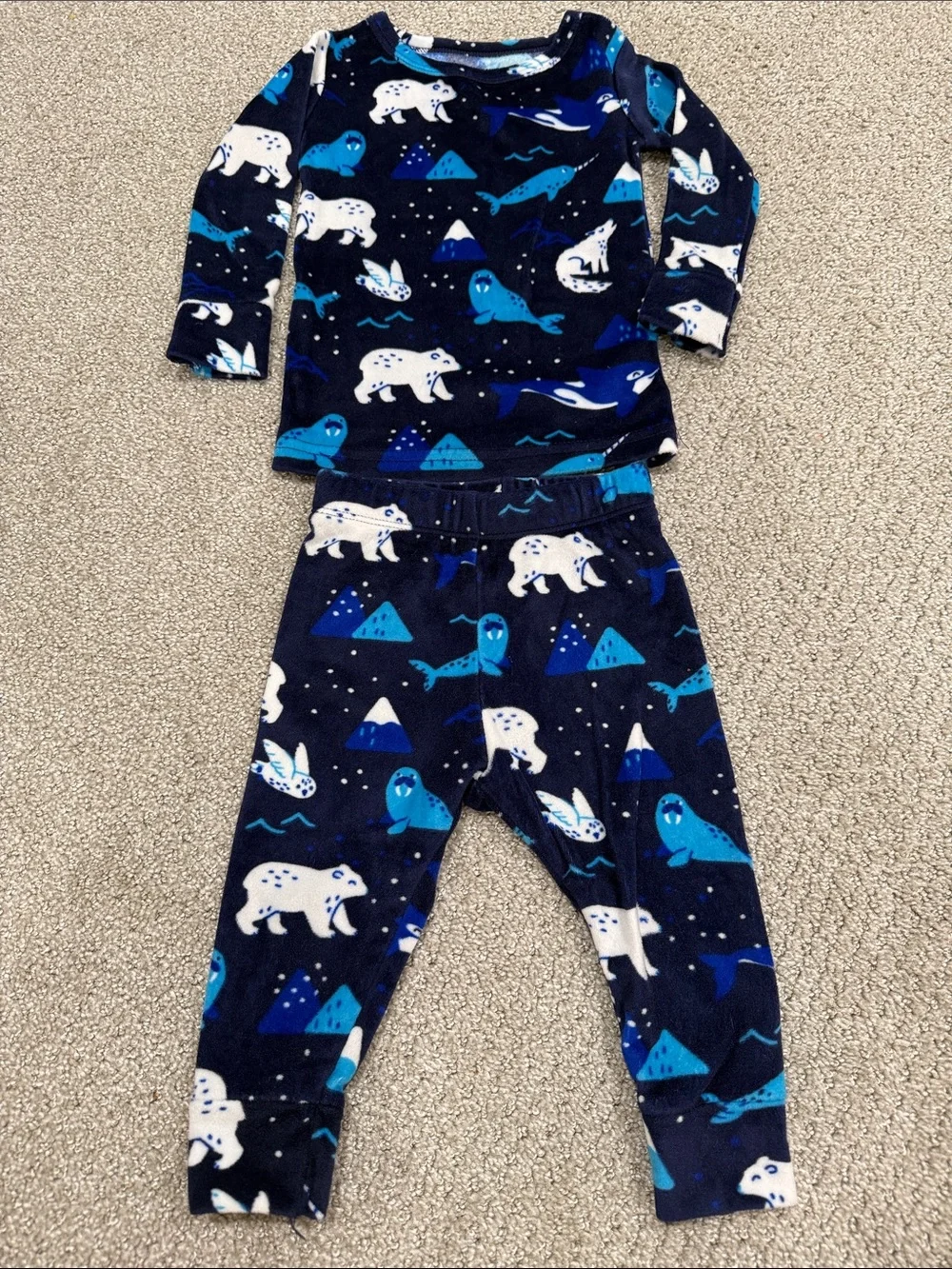 Cat & Jack 12m soft Navy Blue Arctic Animal Pajama Set